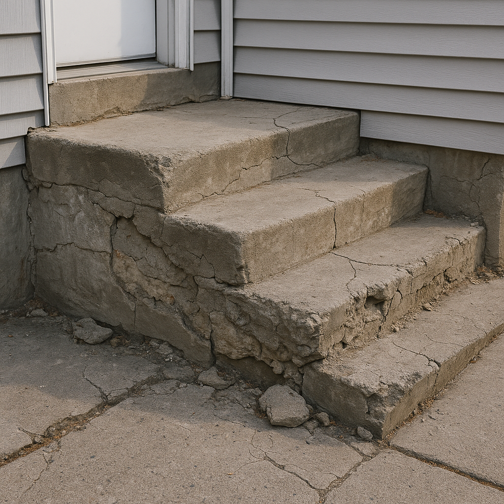 Concrete Repair before repair in East Wareham, MA