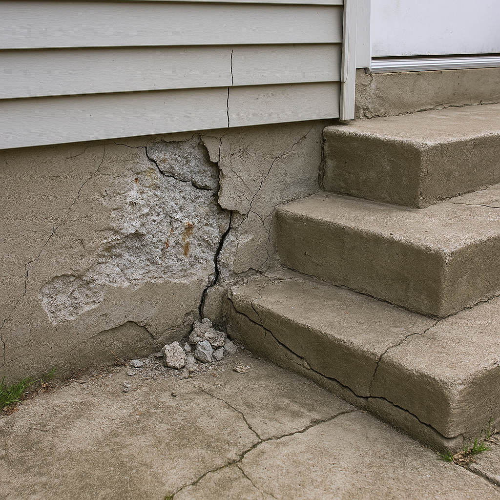 Concrete Repair before repair in Dunstable, MA