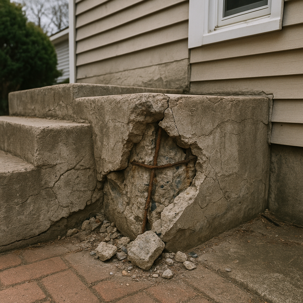 Concrete Repair before repair in Brookfield, MA