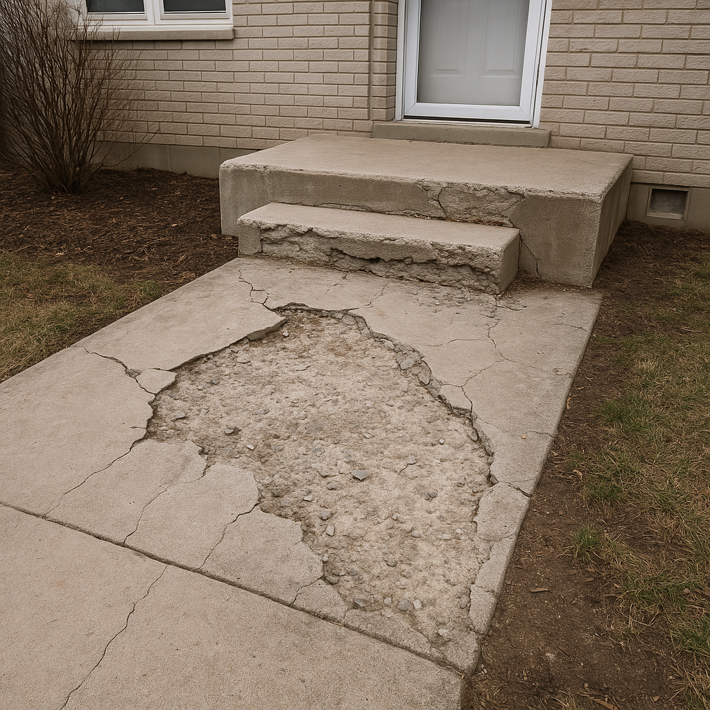 Concrete Repair before repair in Holden, MA
