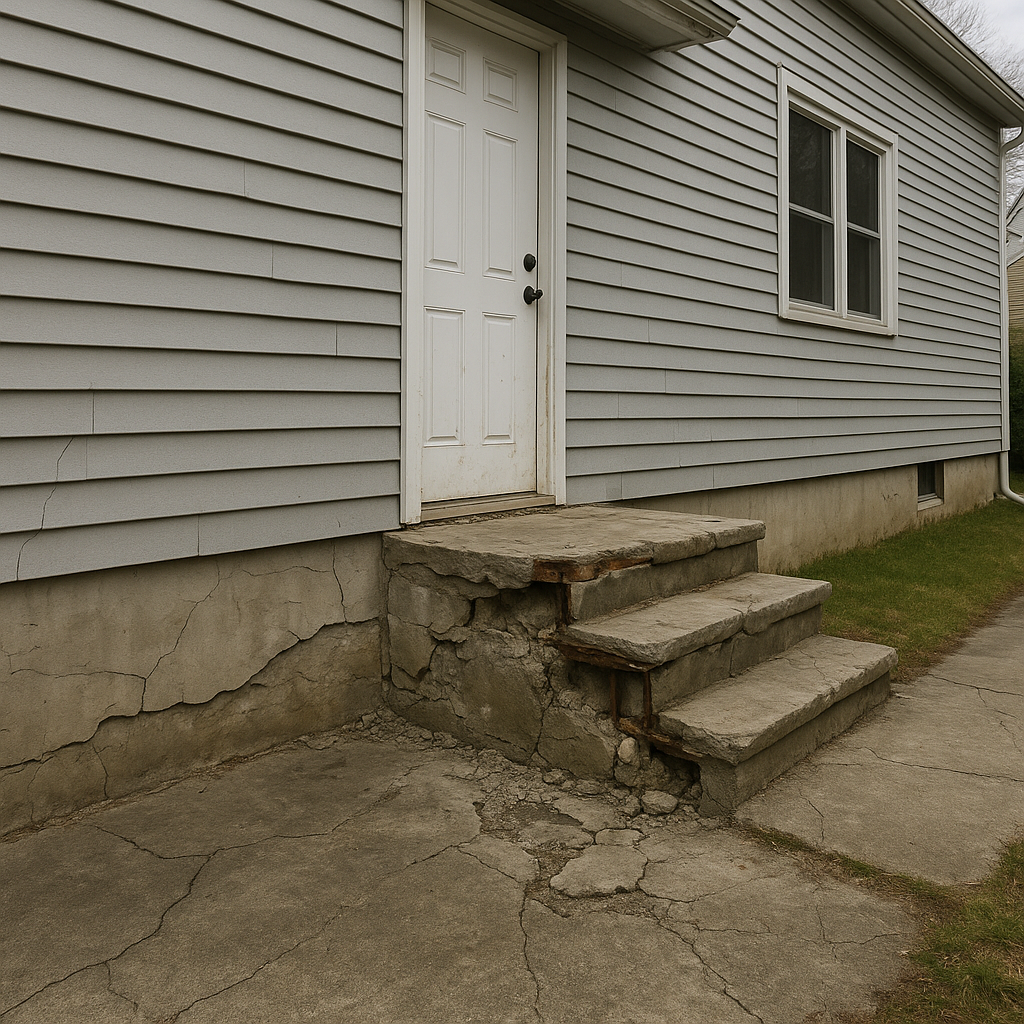 Concrete Repair before repair in Acushnet, MA